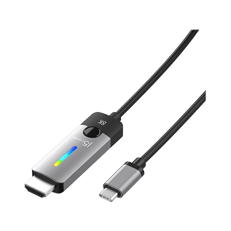 j5create 6' USB-C to HDMI 2.1 8K Cable, M/M, Space Gray/Black (JCC157) image 1