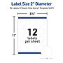 Avery Sure Feed Laser Round Identification & Color Coding, 2" Dia, Matte White, 12 Labels/Sheet, 8 Sheets/Pack (05657)~#|#~267135BA-E6A5-4D53-BFA39DA90433DCCA_sc7