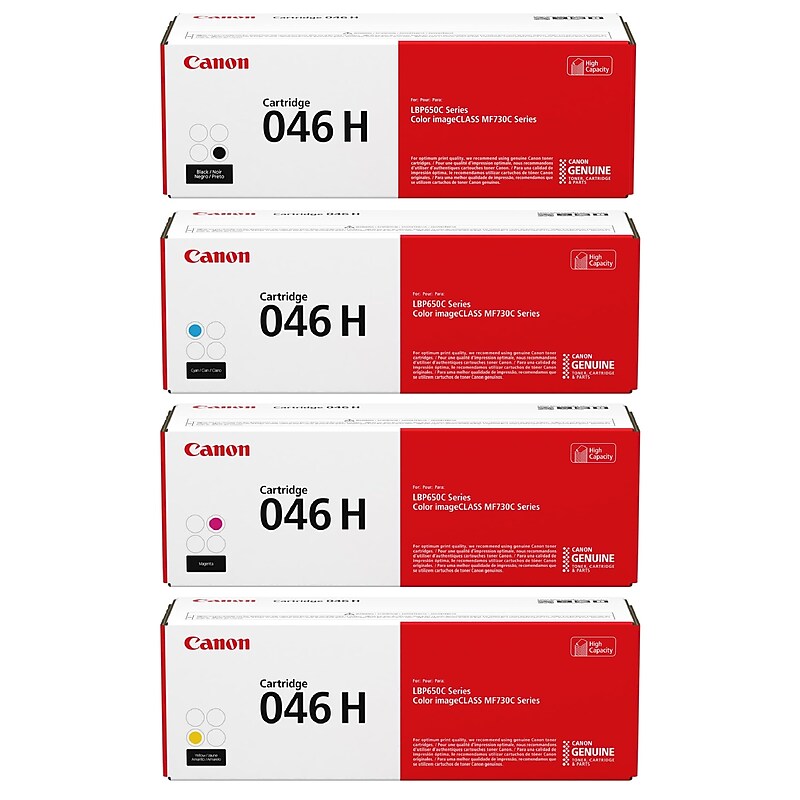 Canon 46 Black/Cyan/Magenta/Yellow High Yield Toner Cartridges, 4/Pack image 1