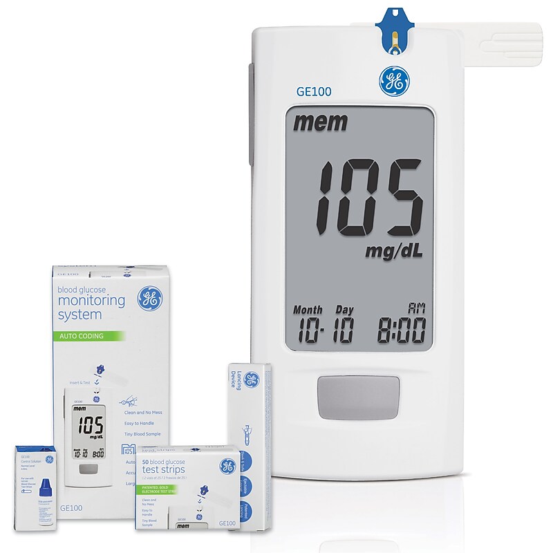 GE GE100 Glucose Meter Kit, White (VHKIT-GE100) image 1