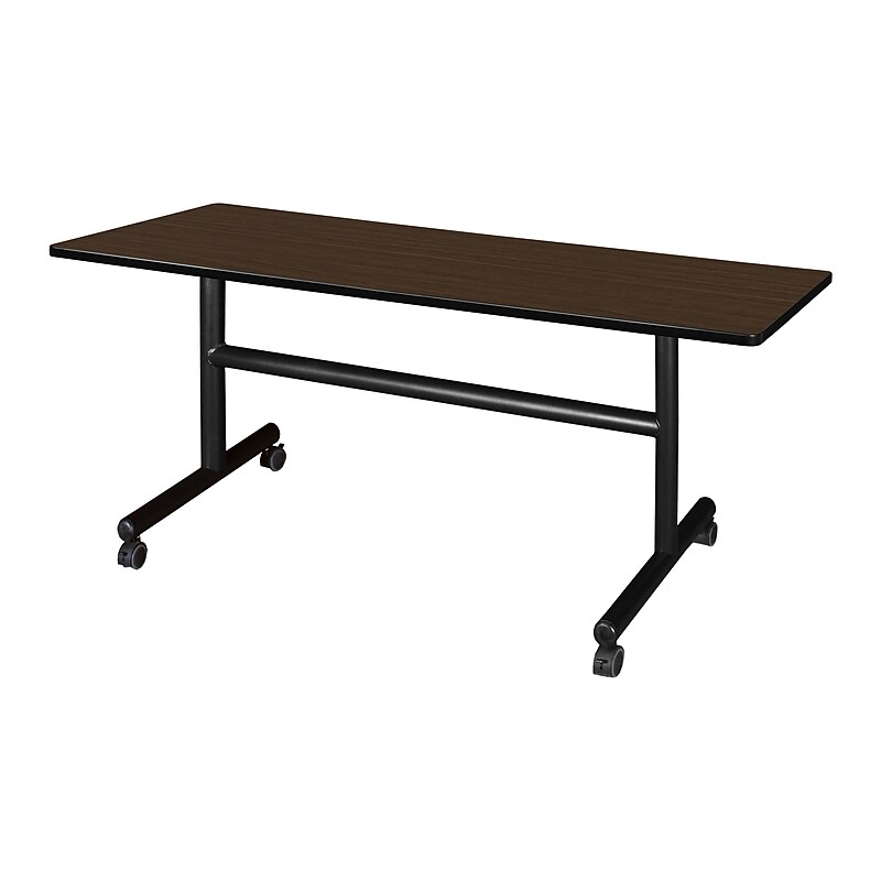 Regency Kobe Flip Top 60"W x 30"D Rectangular Training Room Table, Laminate, With Wheels, Neo Walnut (MKFT6030NW) image 1