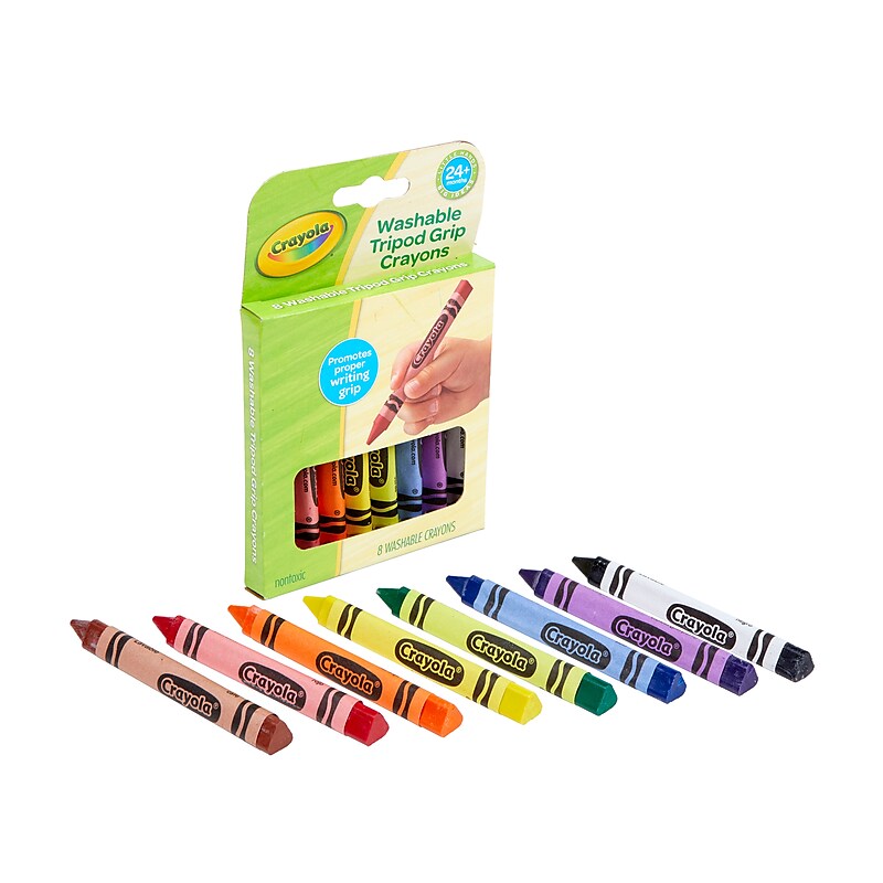 Crayola Washable Triangular Crayon, Assorted Colors, 8/Pack (81-1460) image 1