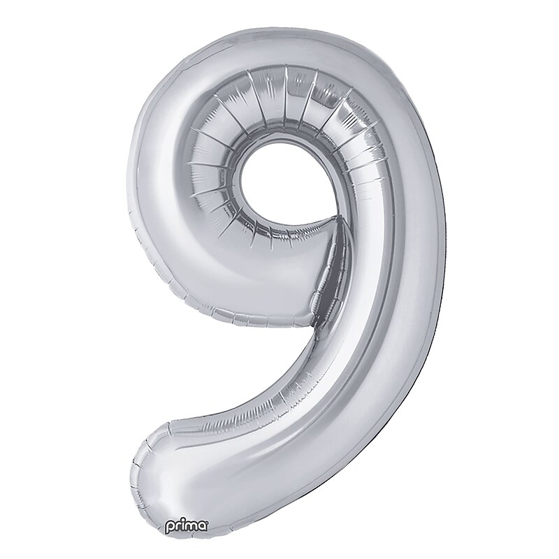Party City (Air-Filled) 16" "#9" Foil Balloon, Silver, 2/Pack (AM60050263-18) image 1
