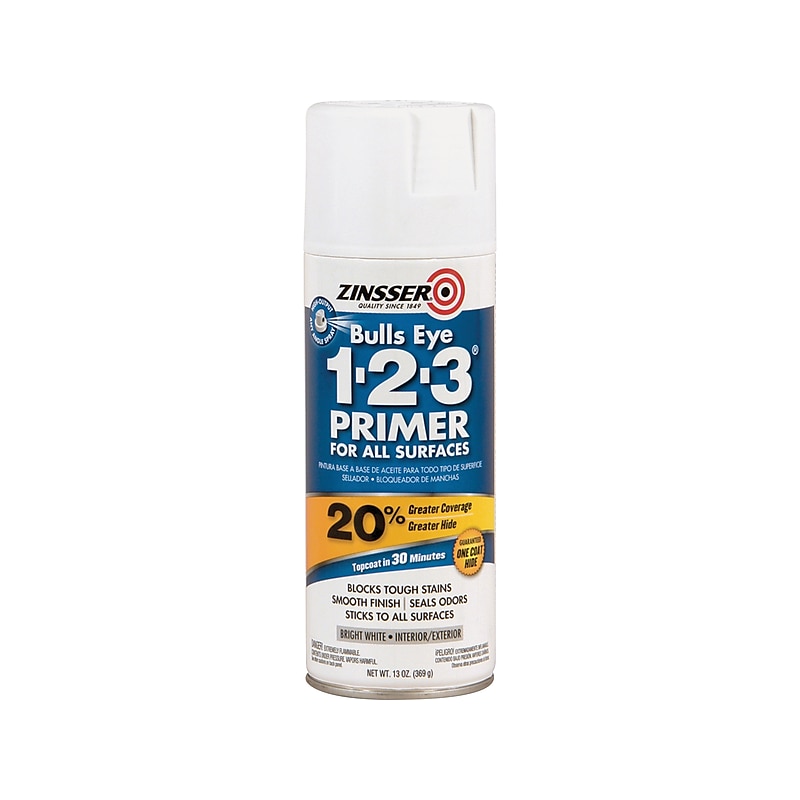 Zinsser Bulls Eye 1-2-3 Water-Based Primer for All Surfaces, White, 13 oz., 6/Pack (2008) image 1