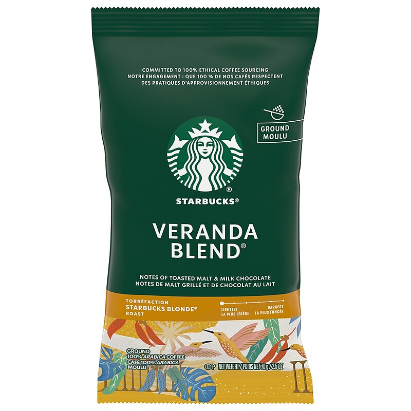Starbucks Veranda Blend Ground Coffee, Blonde Roast, 2.5 oz., 18/Box (11020676) image 1