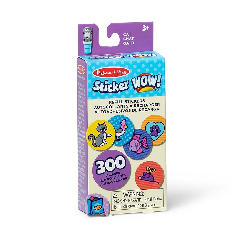 Melissa & Doug Sticker WOW! Refill Stickers, Cat, 300 Stickers/Box, 8 Boxes/Pack (50696) image 1