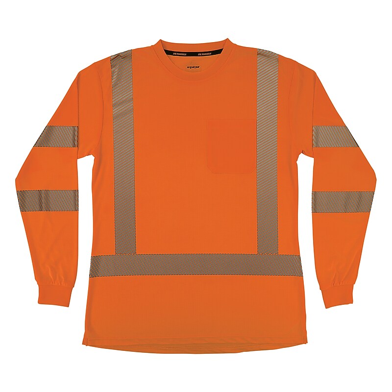 Ergodyne GloWear 8387 High Visibility Women’s Long Sleeve T-Shirt, ANSI Class R3, Orange, Medium (22363) image 1