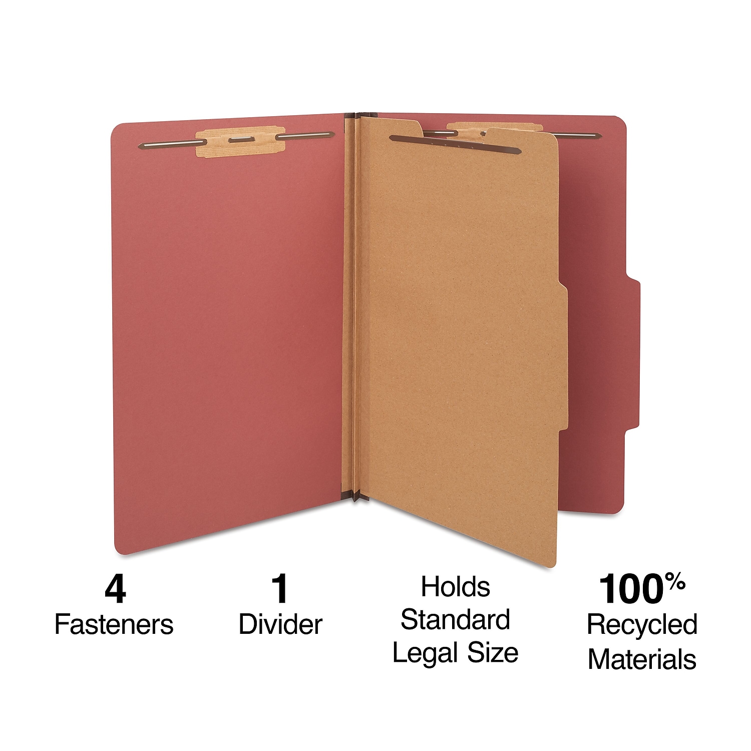 Staples Pressboard Classification Folders 2/5Cut Top Tab Legal 1 Div Red 10/BX - Bild 2 von 7