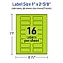 Avery Printable Rectangle Multipurpose Labels, 1" x 2-5/8", Bright Green, 1280/Box (94201)~#|#~26989DD9-4B70-4183-81584DF903ABC59F_sc7