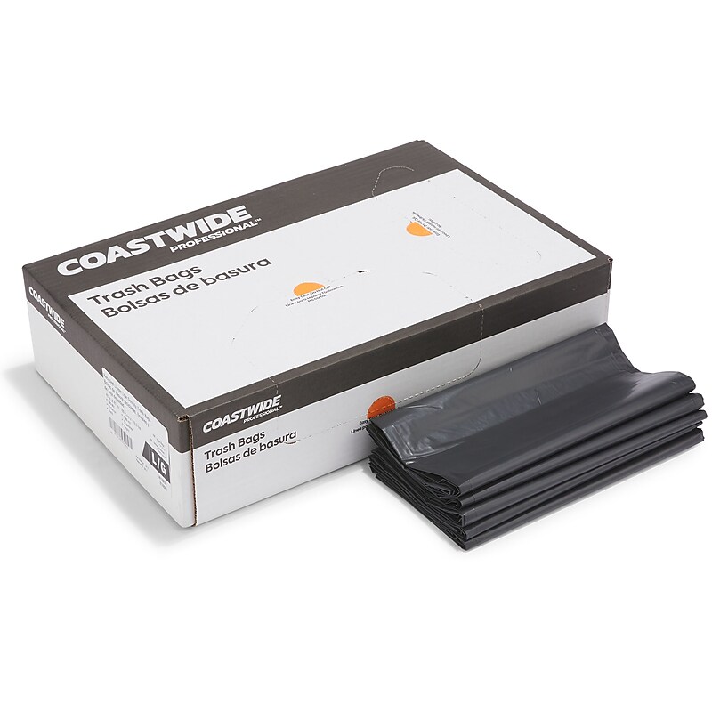 Coastwide Professional™ 50-56 Gallon Trash Bag, 43" x 47", Low Density, 1.8 mil, Black, 100 Bags/Box (CW18209) image 1