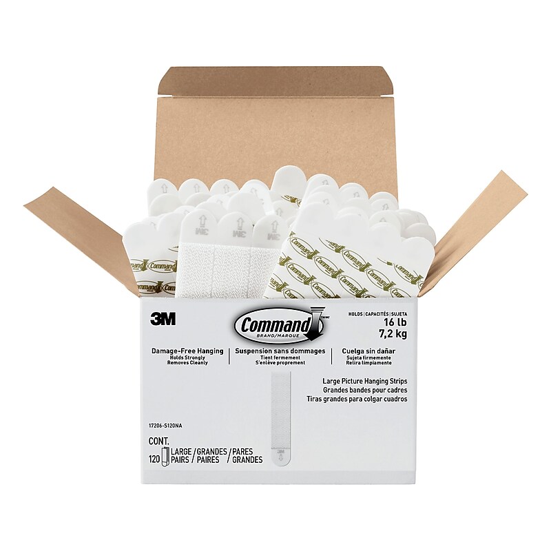 Command Large Hanging Strips, 16 lb., White, 120/Pack (17206-S120NA) image 1