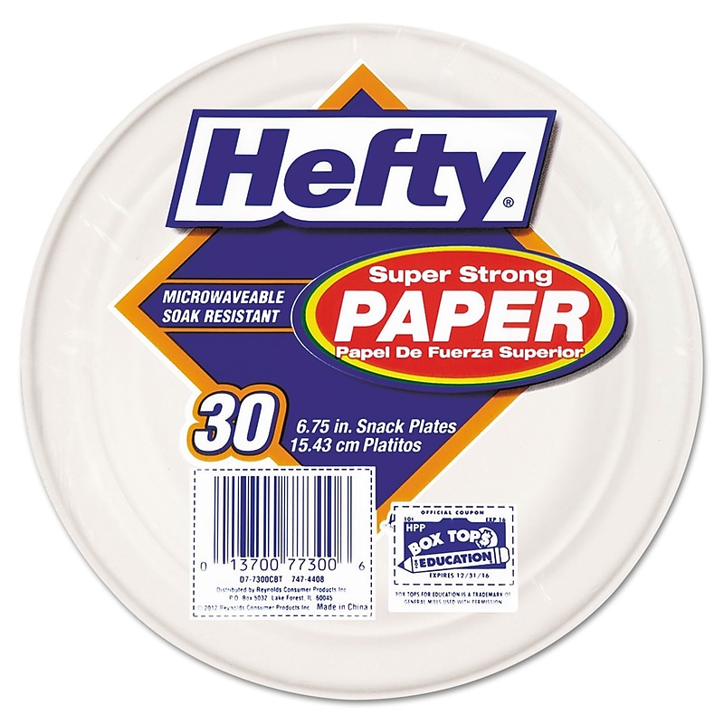 Hefty® 6-3/4" Dia Round Super Strong Paper Dinnerware-Plate, White, 30/Pack image 1