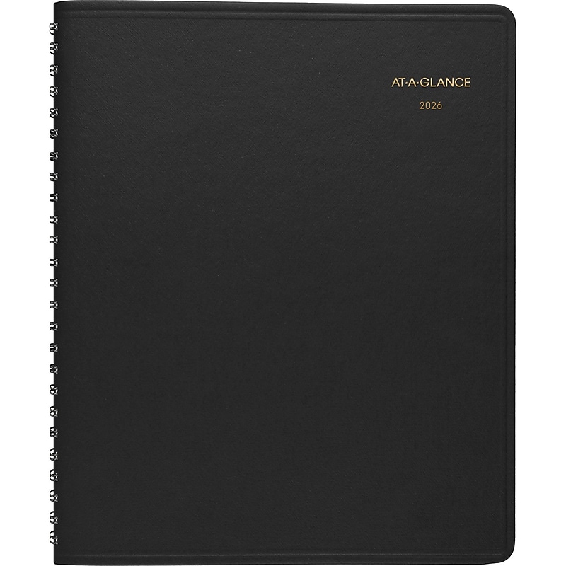2026 AT-A-GLANCE 8" x 8.75" Monthly Planner, Faux Leather Cover, Black (70-120-05-26) image 1
