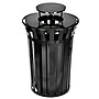 Alpine Industries Metal Outdoor Trash Can with Rain Bonnet Lid and Liner, 38 Gallon, Black (479-38-1)~#|#~26A66E75-2562-4E0E-A5C25A5A16241B19_sc7