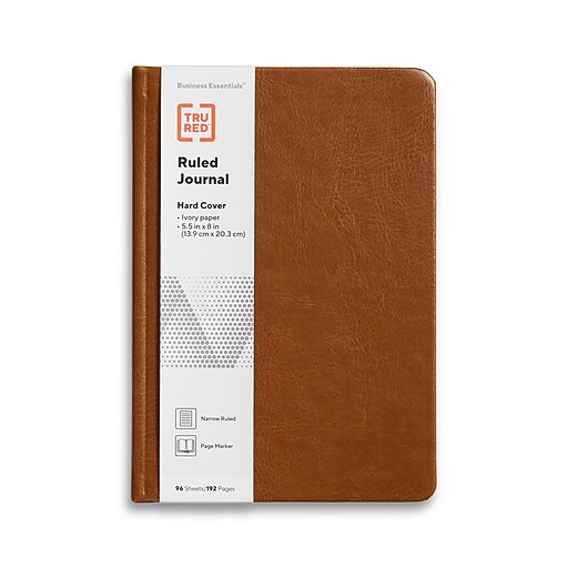 TRU RED 5.5” x 8” Hardcover Journal, Narrow Ruled, 192 Pages