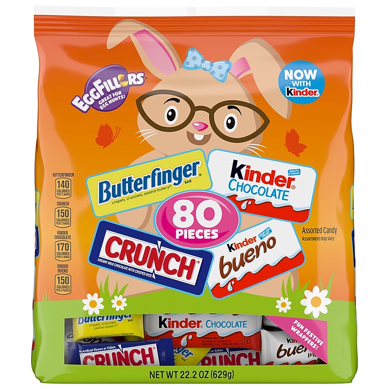 CRUNCH, Butterfinger, and Kinder Assorted Chocolate Candy Bars, 22.2 oz., 80/Pack (FEU71968) image 1