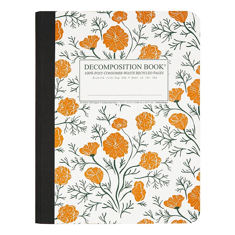 Decomposition California Poppies 1-Subject Composition Notebooks, College Ruled, 80 Sheets, Multicolored (40635) image 1