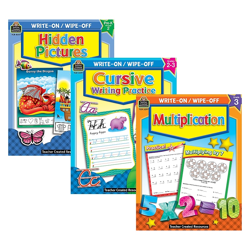 Teacher Created Resources Skill-Building Write & Wipe Activity Book Kit, 3/Set (TCRWWBOOKS3) image 1