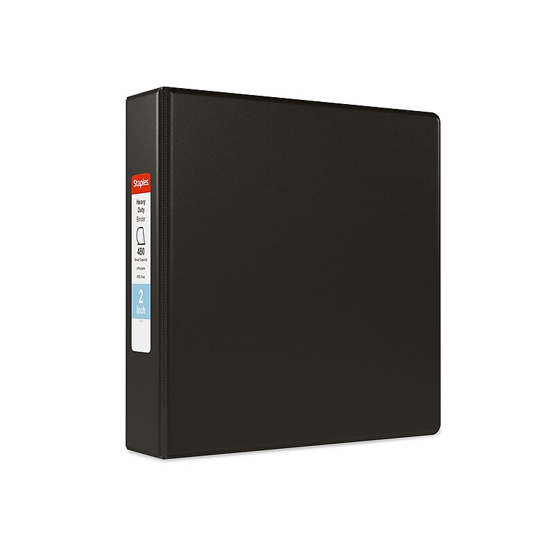 Staples Heavy Duty 2" 3-Ring Non-View Binder, D-Ring, Black (ST56239-CC) image 1