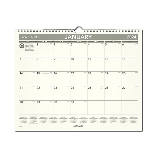 2025 ATAGLANCE Recycled 15" x 12" Monthly Wall Calendar, OffWhite
