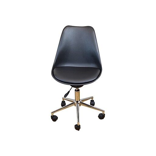 Uncaged Ergonomics Armless PP & PU Swivel Task Chair, Black (ATCB