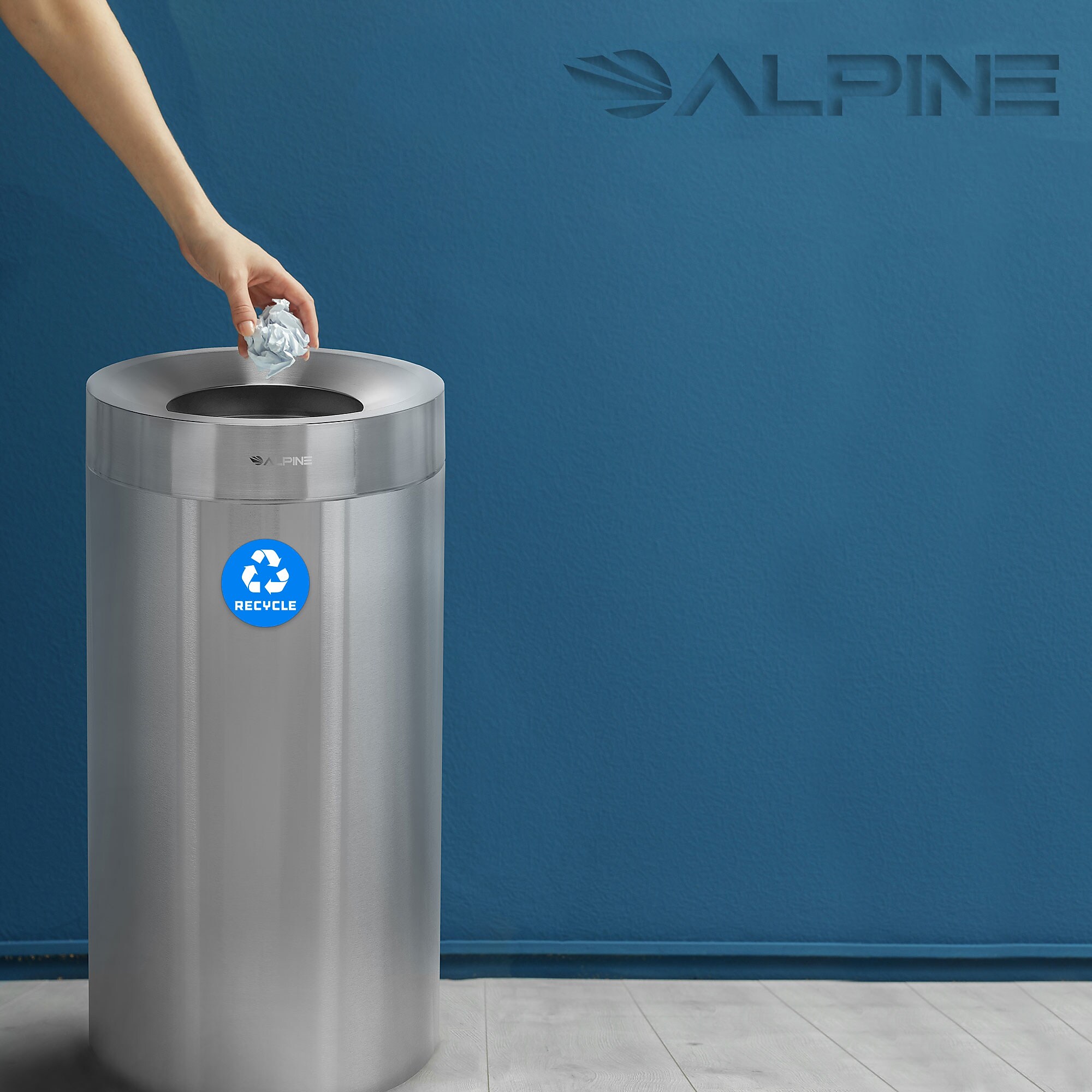 Alpine Industries Stainless Steel Recycling Bin, 27 Gallon, Silver (ALP475-27-R) Sansujyuku sansujyuku.com