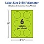 Avery Circle Multipurpose Labels, 2.75" Dia., Bright Green, 480/Box (94512)~#|#~26D66B2F-E0A7-40F3-8A2FDEBAABCCC067_sc7