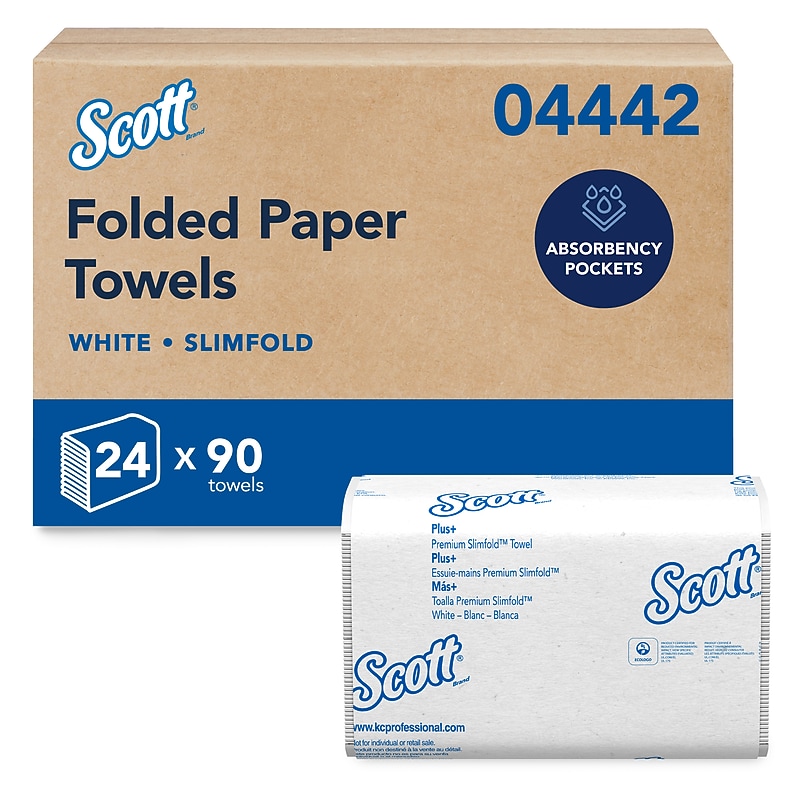 Scott Control Plus+ Slimfold Recycled Multifold Paper Towels, 1-ply, 90 Sheets/Pack, 24 Packs/Carton (04442) image 1