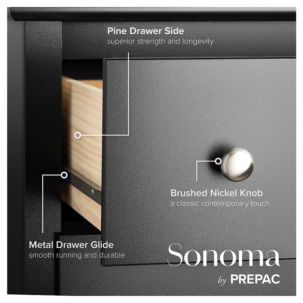 Drawer slide and knob close-up from Sonoma by Prepac