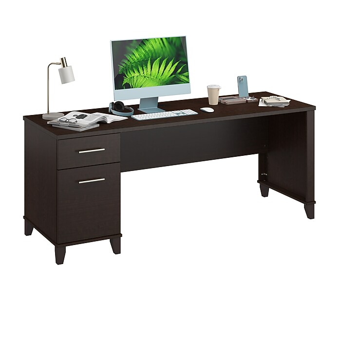 Bush Home Somerset 72W Office Desk with Drawers, Mocha Cherry