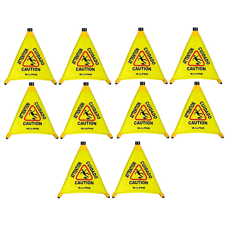 Alpine Industries Caution Wet Floor Sign, Yellow, 10/Pack (ALP498-20-10PK) image 1