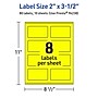 Avery Laser/Inkjet Rectangle Multipurpose Labels, 2" x 3.5", Neon Yellow, 80/Pack (94238)~#|#~270263A8-8F4C-421F-81D6550F19AA0286_sc7