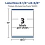 Avery Laser/Inkjet Multipurpose Labels, 8.375"  x 3.25", Matte White, 75/Pack (94251)~#|#~270BFCD1-453D-4BFC-AA598C5D746CDA15_sc7