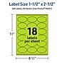Avery Printable Oval Multipurpose Labels, 1.5" x 2.5", Bright Green, 360/Pack (94051)~#|#~270C4DBD-64FD-4181-A8F37A4F9FD60C6D_sc7