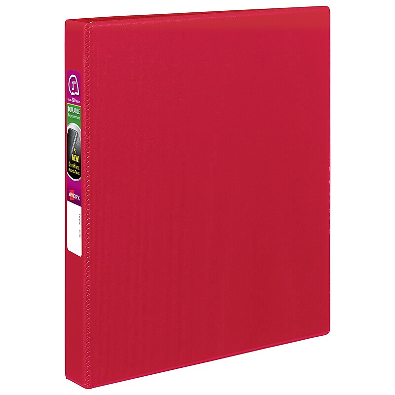 Avery Durable 1" 3-Ring Non-View Binders, Slant Ring, Red (27201) image 1