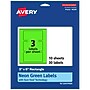 Avery Laser/Inkjet Multipurpose Rectangle Labels, 3" x 6", Neon Green, 30/Pack (94249)~#|#~271B0D59-255A-4898-85CF062471FD11B5_sc7