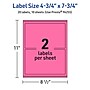 Avery Rectangle Laser/Inkjet Multipurpose Labels, 4.75" x 7.75", Bright Pink (20/Pack)~#|#~271B5736-6D4D-4CEA-973D9DFE572B1FBC_sc7