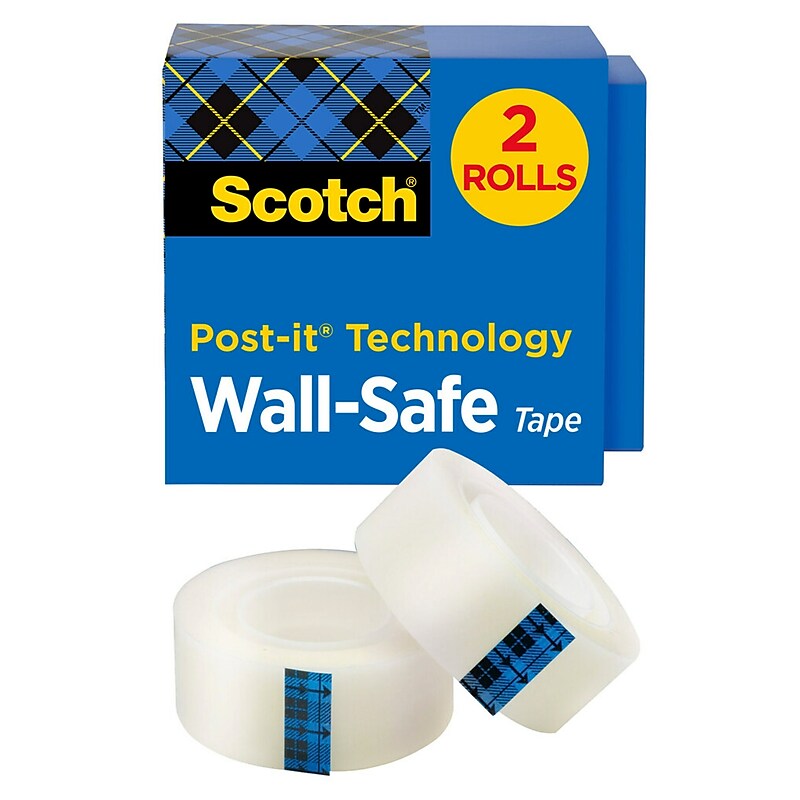 Scotch Wall-Safe Transparent Clear Tape Refill, 0.75" x 22.22 yds., 1" Core, 2 Rolls/Pack (813S2) image 1