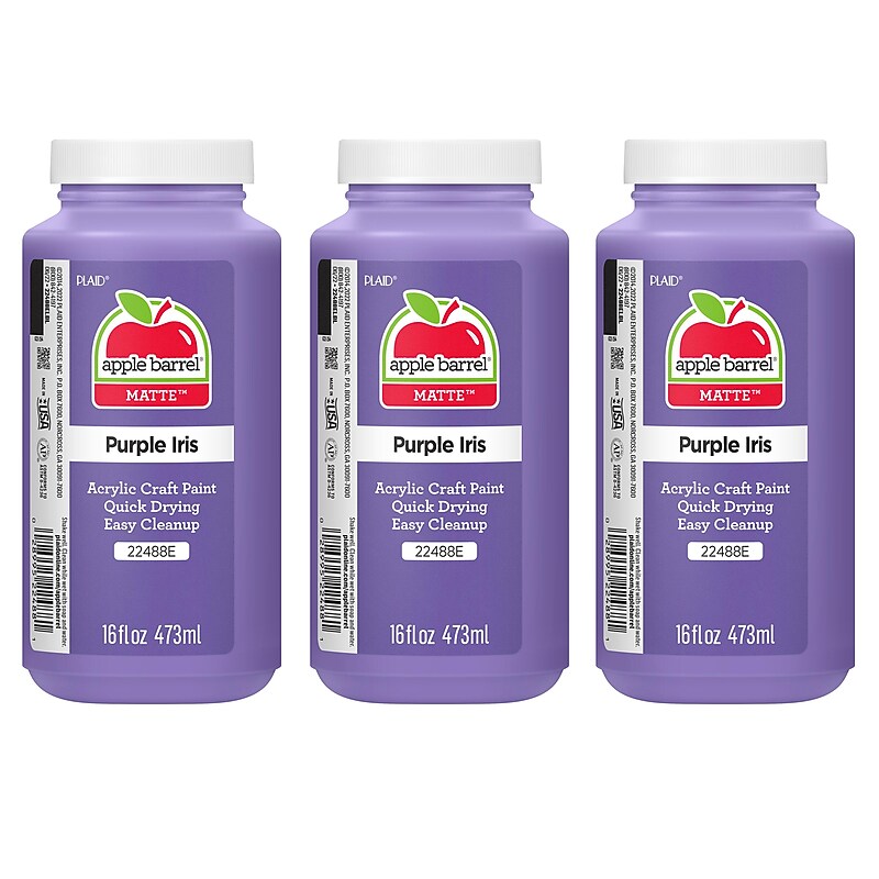 Apple Barrel Acrylic Paint Matte, 16oz., Purple Iris, 3/Pack(APP22488E-3) image 1