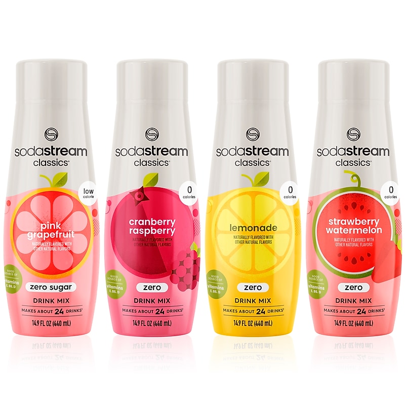 SodaStream Classics Zero Calorie Sugar-Free Variety Pack Drink Mix, 14.9 oz. 4 Bottles/Pack (1101108010) image 1