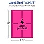 Avery Laser/Inkjet Rectangle Multipurpose Labels, 5" x 3.5", Neon Magenta, 40/Pack (94256)~#|#~272AA701-82CB-467A-809DCBA23FBB89BF_sc7
