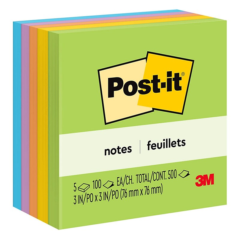 Post-it Notes, 3" x 3", Floral Fantasy Collection, 100 Sheet/Pad, 5 Pads/Pack (654-5UC) image 1