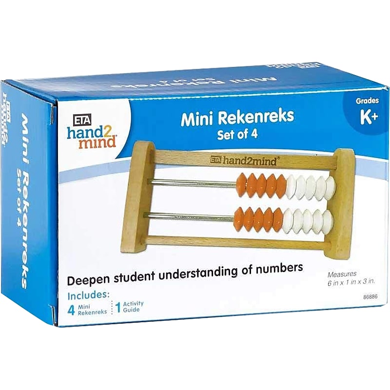 hand2mind Mini 20-bead Rekenrek, White/Red, 4/Set (86886) image 1