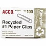 ACCO Recycled Standard Paper Clips, Gray/Silver, 100 Clips/Pack (A7072365A) (ACC72365PK)~#|#~2760FBDE-9E9A-42F6-8737F167C936AB27_sc7