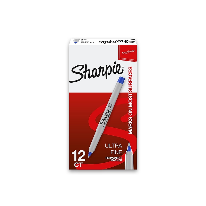 Sharpie Permanent Marker, Ultra Fine Tip, Blue, Dozen (37003) image 1