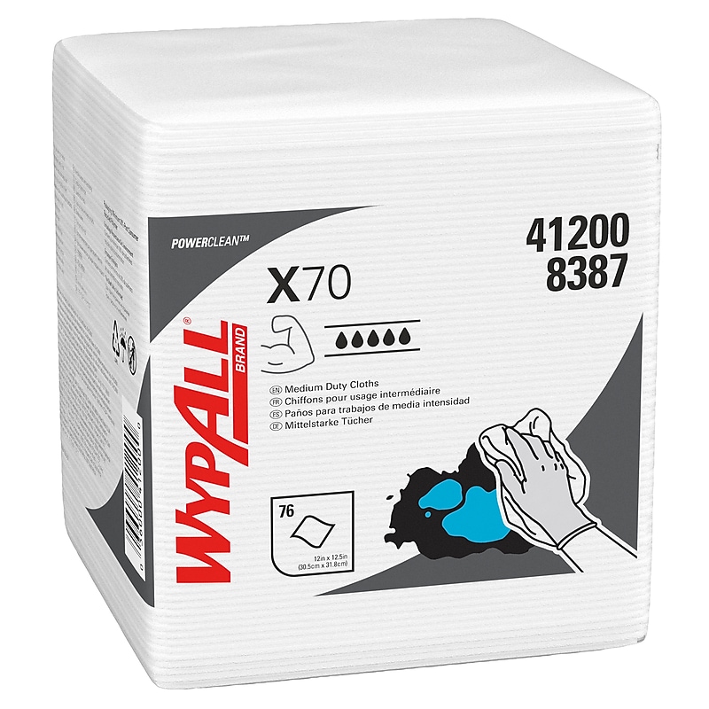 WypAll PowerClean X70 Fabric Cleaning Towels, 12, White, 12/Carton (4120050) image 1