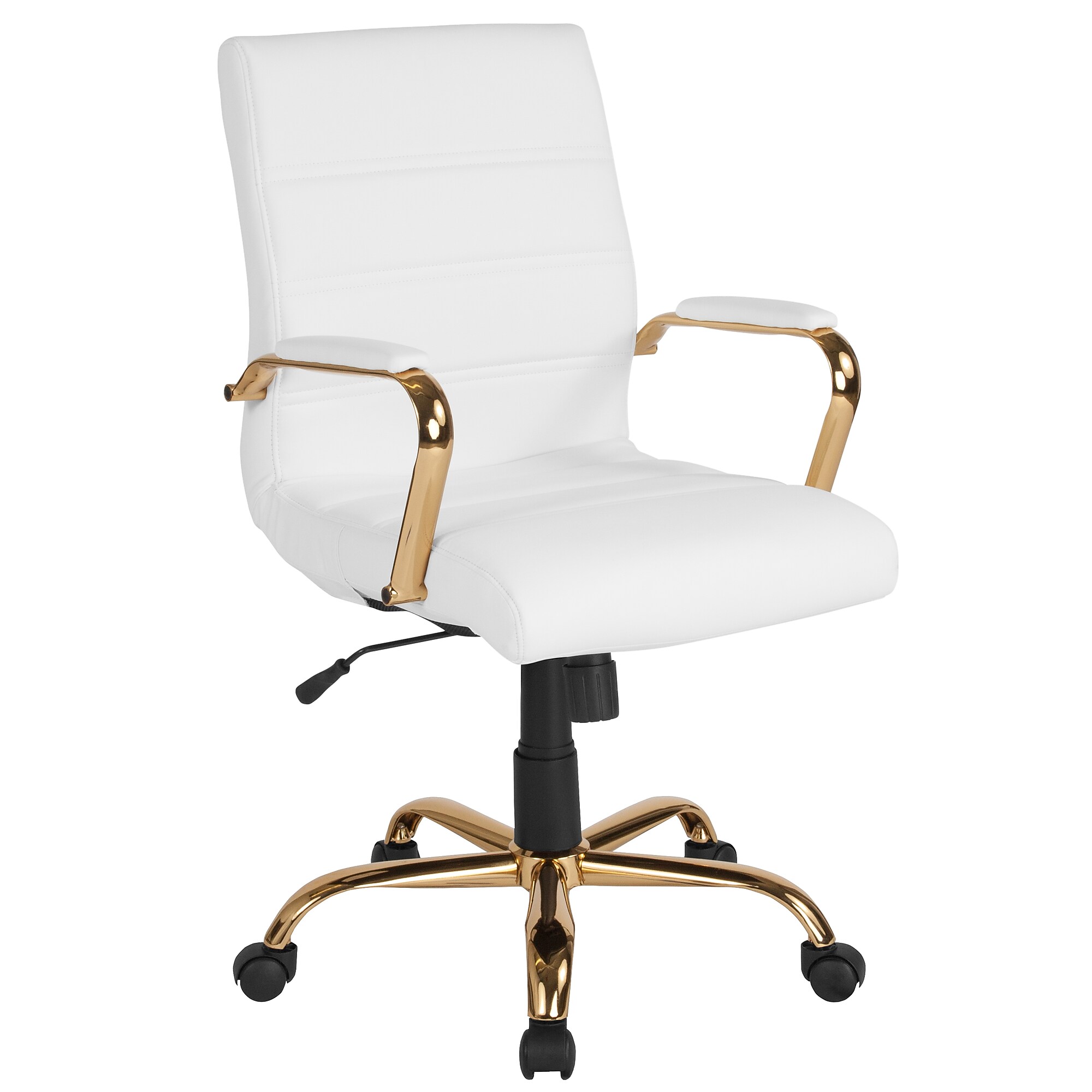 Flash Furniture Whitney Ergonomic LeatherSoft Swivel Executive Chair, White/Gold (GO2286MWHGLD) Sansujyuku sansujyuku.com