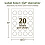 Avery EcoFriendly Laser/Inkjet Circle Multipurpose Labels, 1-1/2" Dia., White, 200/Pack (94506)~#|#~278250B8-D45B-4B7F-80F7FFF4276CEB50_sc7