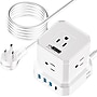 Uncaged Ergonomics Cube 5-Outlet 4-USB Port Surge Protector, 10', White (PC-w-c)~#|#~27865FBF-EDC3-4663-B55D35A9B32A376D_sc7