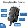 Uncaged Ergonomics 3-Outlet 3-USB Port Power Strip, 3', Black (TC-b)~#|#~2792C2E8-F5C4-49CA-A19035F84C439FC9_sc7